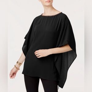 NWOT | Michael Kors | Gold Chain Accent Black Blouse / Top | Size L / XL